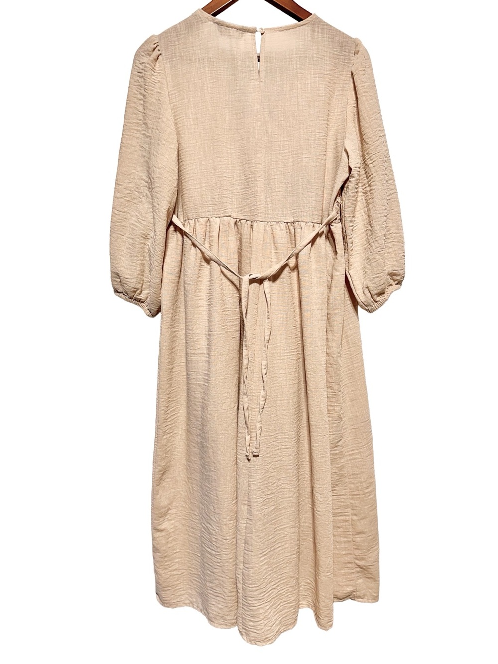 MAX Beige Crochet Lace Boho Midi Dress - Picture 4 of 7